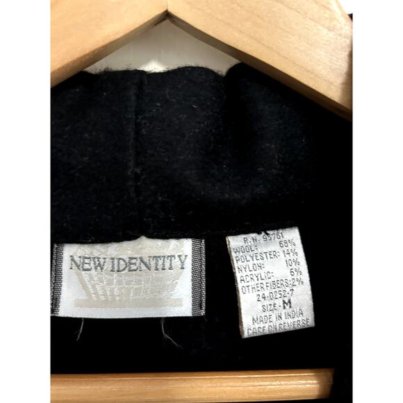 New Identity Wool Blend Size M Black Jacket Unique Design Buttons - Picture 2 of 6